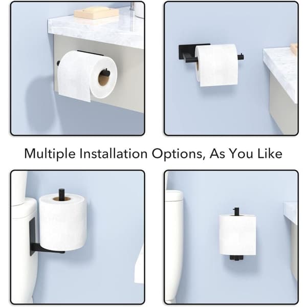 Toiletpapirholder uden boring, sort selvklæbende rustfrit stål til køkken og badeværelse