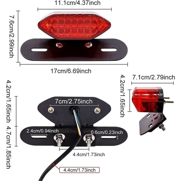 Motorcykel LED bakljus, motorcykel blinkers Bakre bromsljus Indikator Registreringsskylt Lampa 12v