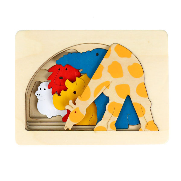 Svenskt farbror Wood utsökt trä multi-lager pussel 3-6 år gamla barns pedagogiska importerade luktfria träleksaker Large Noah's Ark