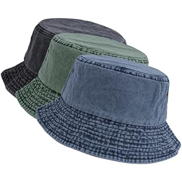 Paket Tvättad Bomull Bucket Hats Hopfällbar Sommarhatt Rese Strand Solhatt Enfärgad För Män Kvinnor