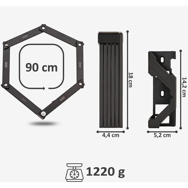 Cykellås, Foldbar, Sort