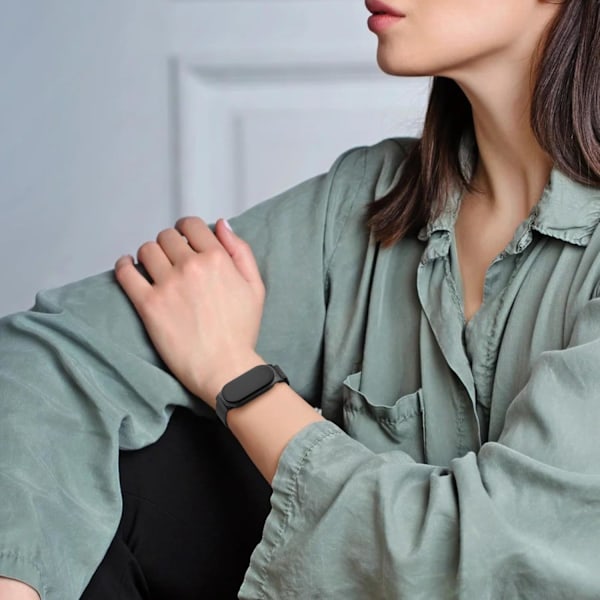 Armband för Xiaomi 8 Män Kvinnor, Metallarmband för Xiaomi Mi Band 8 Magnetiskt Rostfritt Stål Mesh Armband med Stark Magnetism Black