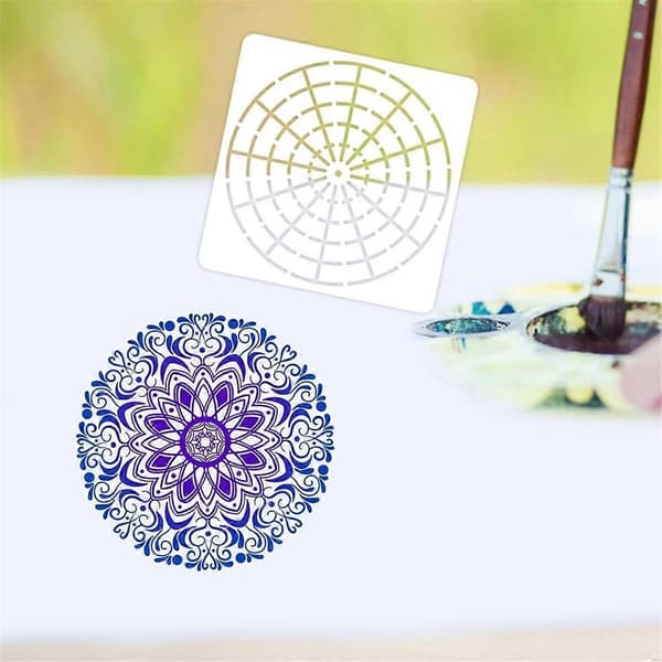 15 stk. Mandala Dot Malerværktøj Stencilsæt, Genanvendelig Mandala Stencil Skabelon til Sten Træ C
