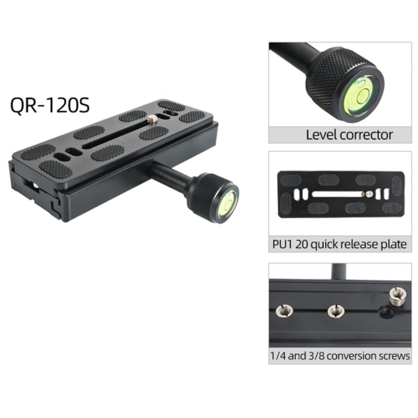 QR120/QR120S Kameraklämma Linsstöd Snabbkoppling Lång platta Klämfäste Konverteringsklämma Adapterklämma QR 120