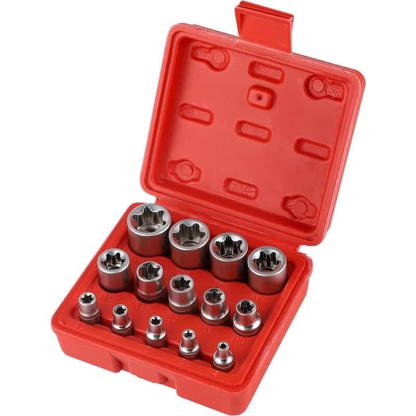 1/4\" 3/8\" 1/2\" Naaras Torx -hylsysarja, Torx E-profiilihylsy E4, E5, E6, E7, E8, E10, E11, E12, E14, E16, E18, E20, E22, E24