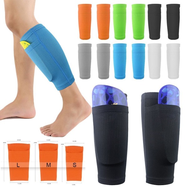 Soccer Leg Guard Socks Protective Sleeves for Kids Boys Men Leg Guard Orange Orange