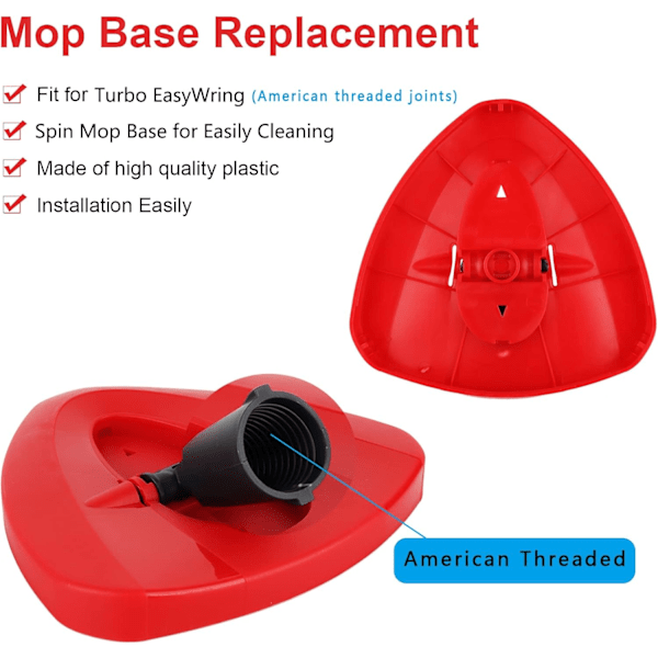 Punainen pyörivä mopin korvaava pohjaosa Viledan moppiin, kolmiopyörivä mopin päälevy O-Cedars EasyWring & -puhdistusmoppiin - Muovimopin pää, vaihtotarvike koteloon