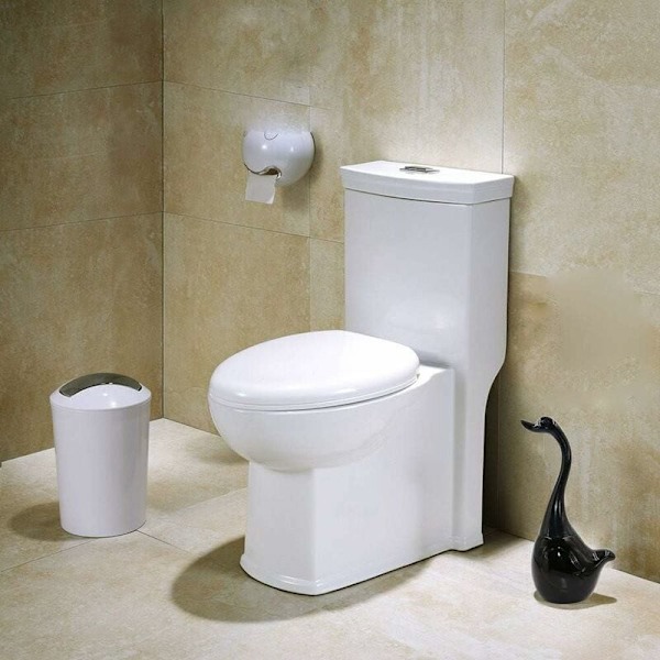 Toiletbørstesæt i Svanefacon, Toiletbørste Design Toiletbørsteholder og Holder, til Badeværelse (Sort)