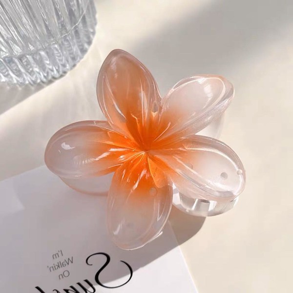 Fargerik simulert tredimensjonal frangipani hårklipp ferie stil sidegradient bauhinia blomst kvinnelig hai klipp Light Orange