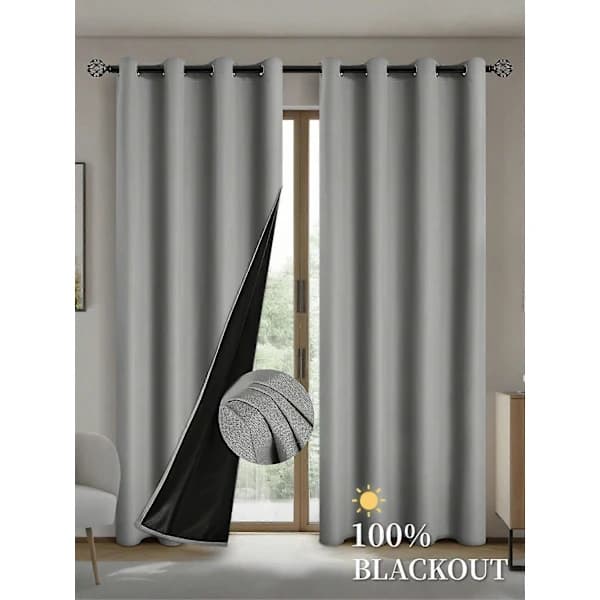 Mörkläggningsgardiner med isolerande foder, polyestergardiner med öljetter för vardagsrum, sovrum, kök, grå 100x160cm 1 panel grey 100X160CM 1PCS&Grommet Top