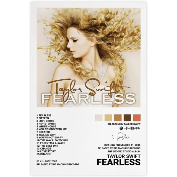 Pop-sångare Canvas Poster för Taylor Swift För Rum Estetisk Canvas Väggkonst Sovrum Fearless 20*30CM