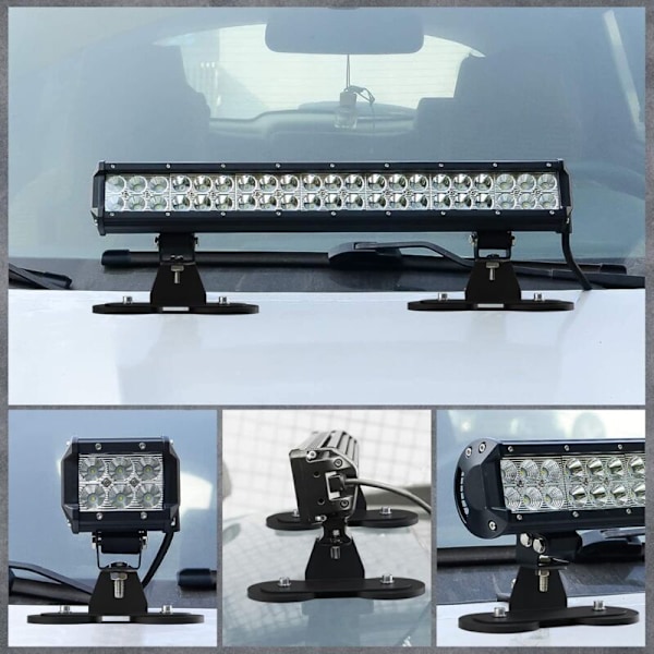 Magneettipohjainen LED-nauhan kiinnitysteline, vahva imukuppipidike suorien ja kaarevien LED-nauhojen sivukiinnitykseen, 2 kpl, musta