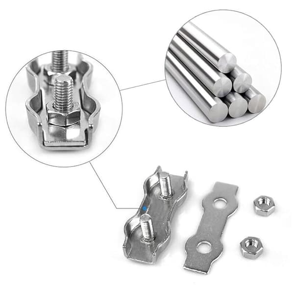 6 stk. Duplex Clips M6 Wire Rope Clips Rustfrit Stål 304 Duplex Klemmer til 6mm Wire Rope Rigging