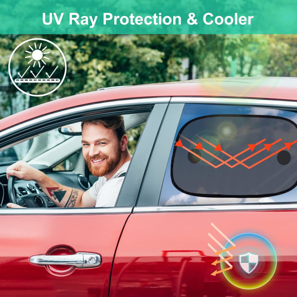 Solskydd för barnvagn, solskydd för bilfönster för barn, solskyddsnät för bil, UV/värmeskydd, förvaringsväska ingår, 50 x 30 cm (2 stycken)