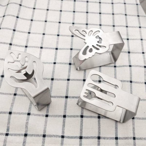 4 dugklemmer i rustfrit stål, sommerfugledesign, rustfri, sølv, 6,5 cm