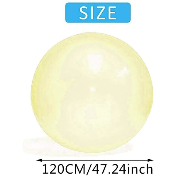 120 cm stor boblebold Magiske boblebolde Transparent studsbold Oppustelig vandbold Strandhavebold Blød Gul Yellow