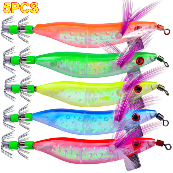 pcs/lot Natlysende Octopus Jig 10 cm Reje Krog Træ Reje B En Størrelse