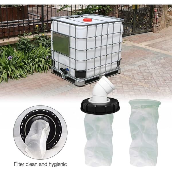 IBC Lågfilter 45°, 163 mm Nylon Regnvandsfilter, Vaskbart med Låg til IBC Regnvandstank DN 150