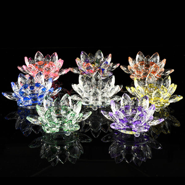 60 mm kvarts kristall lotus blomma hantverk glas figurer gåva röd