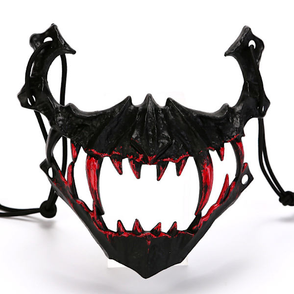 2st Halloween tvådimensionell halv ansiktsblödande mask tiger Yasha Tengu varg nue mask dansföreställningsmask Yaksha white bleeding