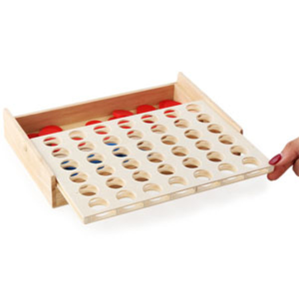 Four Wins Wood, Brädspel 4 Wins Wood, 4 I Rad Vertikalt Brädspel, Strategispel för 2 Spelare, Pedagogiska Leksaksgåvor Lämpliga (Trä)