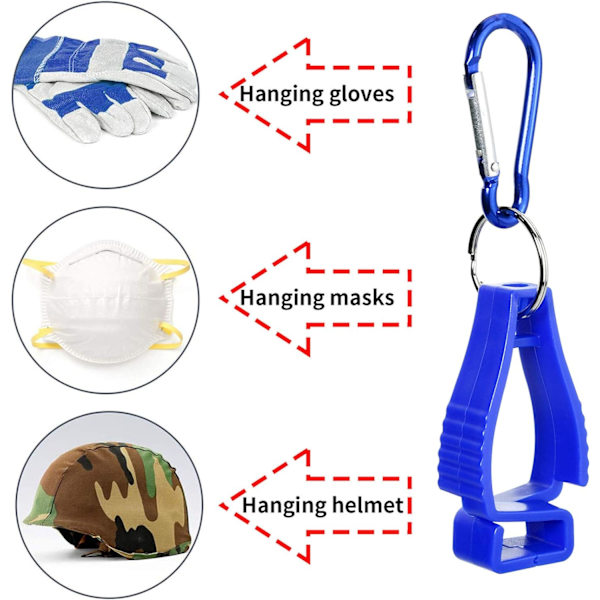 2 multifunktionella handskklämmor förhindrar att kroken tappas bort. Handskklämma Säkerhetsklämma Handskgreppshållare för handskar Glasögon, hjälmar, handdukar, blå