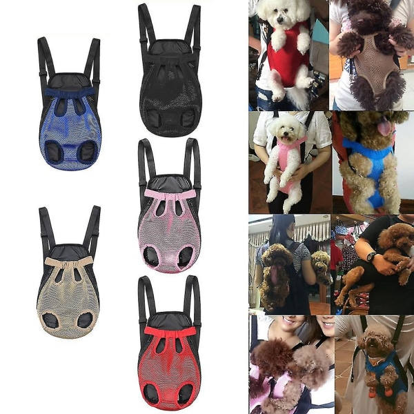 Ryggsäck för husdjur, justerbar, framtill, för katt, hund, ben, svans, bröst, resväska, röd, XL XL