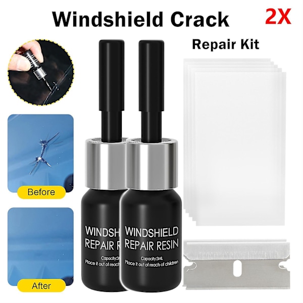 2 sæt forrude lim kit reparation glas 2 i 1 DIY bil mobil glas forrude premium