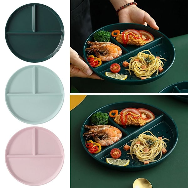 Tallerken med 3 sektioner Runde matte tallerkener i plast