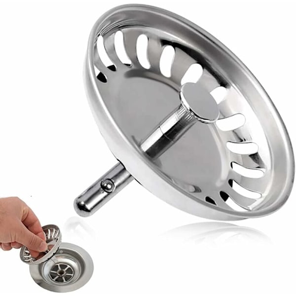 Diskho Filter, Diskbänksplugg, Rostfritt Stål Diskho Filter, Rostfritt Stål Diskbänksplugg, Kompatibel med De Flesta Diskbänkar (Diameter: 78mm)