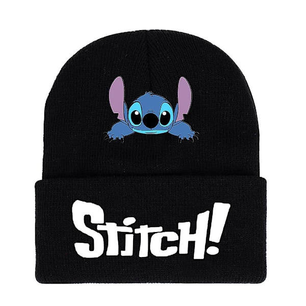 Unisex Lilo Stitch tegneseriefigur trykt strikket hue Vinter varm hue gave A