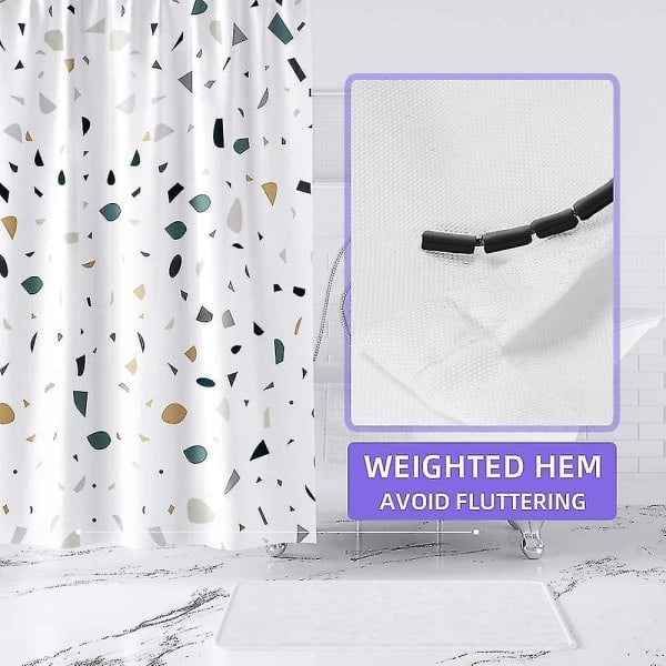 Dusjforheng 180 X 180cm hvit med 12 kroker - spot salg