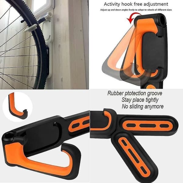 Väggmonterat gummibelagt cykelställ, 2-pack - Inomhus- och utomhusbruk