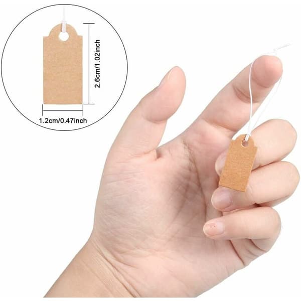 300 ark med merkelapper Prislapper Skrivbare blanke prislapper Displaymerker med elastisk hengesnor, Kraft