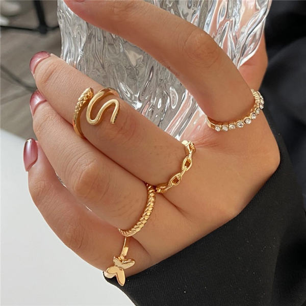 Fashion damring öppen ring ledring lillfinger ring set Amazon ZCW634