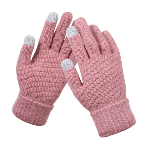 Strikhandsker - touchscreen - one size - varm vinterfavorit - Lys rosa