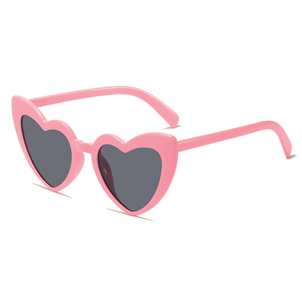 Hjärtformade solglasögon för fester, snygga solglasögon för män och kvinnor Glossy pink frame gray lens