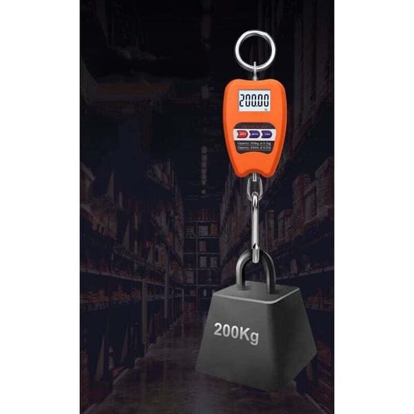 Industriell digital krokvekt, 200 kg kapasitet, med dynamometerfjær