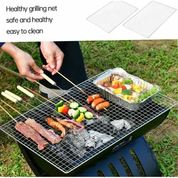 Rustfrit stål BBQ Grill Udendørs Madlavningstilbehør 45x30 cm 1 stk