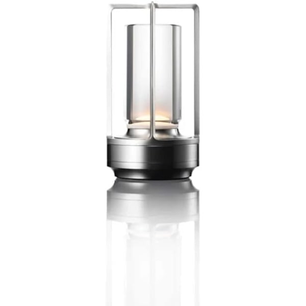 Sladdlös I-formad metallisk bordslampa med touchsensor, 3 färger dimbar laddningsbar skrivbordslampa Silver B-1pc