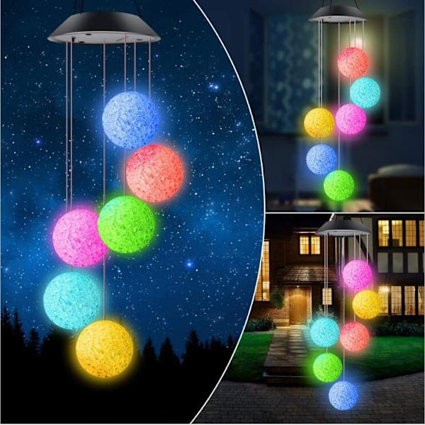 Solcelledrevet Kolibri Vindspil Lys LED Jul Sommerfugl Lys Have Sol Vindspil Lys Landskab Lys Have Lys Red 6 lamp holder Transparent big star