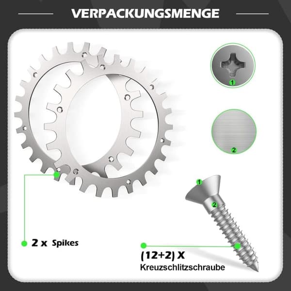 2 premium rustfri stål studs til Worx S/M model 205mm robotplæneklipper traktionsforbedrer
