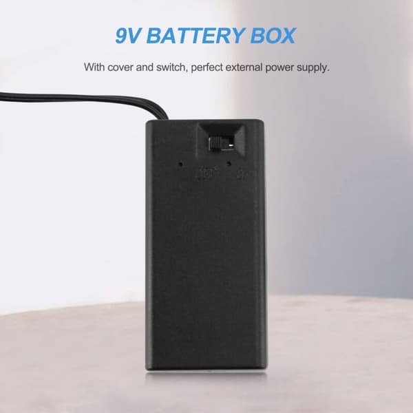 DC 9V PP3 Batteriholder Etui På/Av Bryterdeksel + 2.1mm Plugg