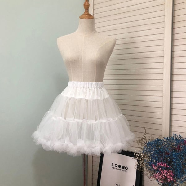 Kvinder Piger Ruffle Kort Underskørt Solid Hvid Farve Fluffy Bubble Tutu Nederdel P