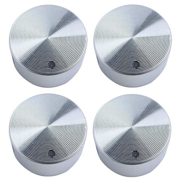 Sæt med 4 knapper, til planmonterede plader, 6 mm, legering, sølv