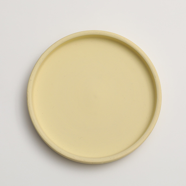 Keraaminen pyöreä kukkaruukun vesialusta koriste Morandi pigmentti poltettu pohja paksuuntunut tyyny veden varastointialusta Light yellow 15*2cm (inner diameter 13.5cm)