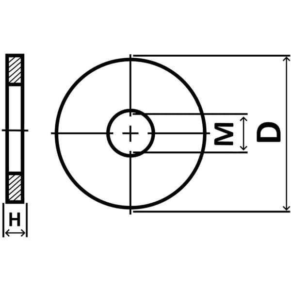 C62085 - Pakkaus, jossa 20 suurta litteää aluslevyä - M8x24mm K 2mm - Sinkitty teräs DIN9021