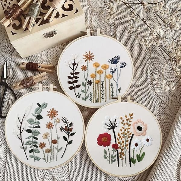 Broderikit för trädgården Färgtrådar och verktyg Startkit