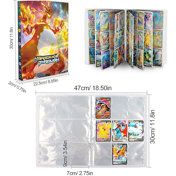 9 fickor 432 kort Anime Album Bok Pikachu Favorit Spela Game Map Binder Folder lightning