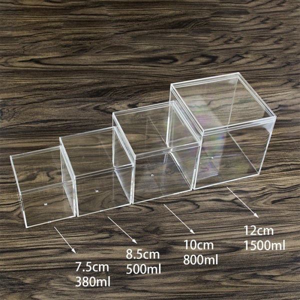 Fyrkantig transparent plastbehållare Betta avelslåda Mini kan A6